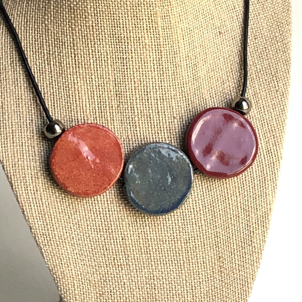 Burgundy, Blue & Burnt Orange Statement Necklace